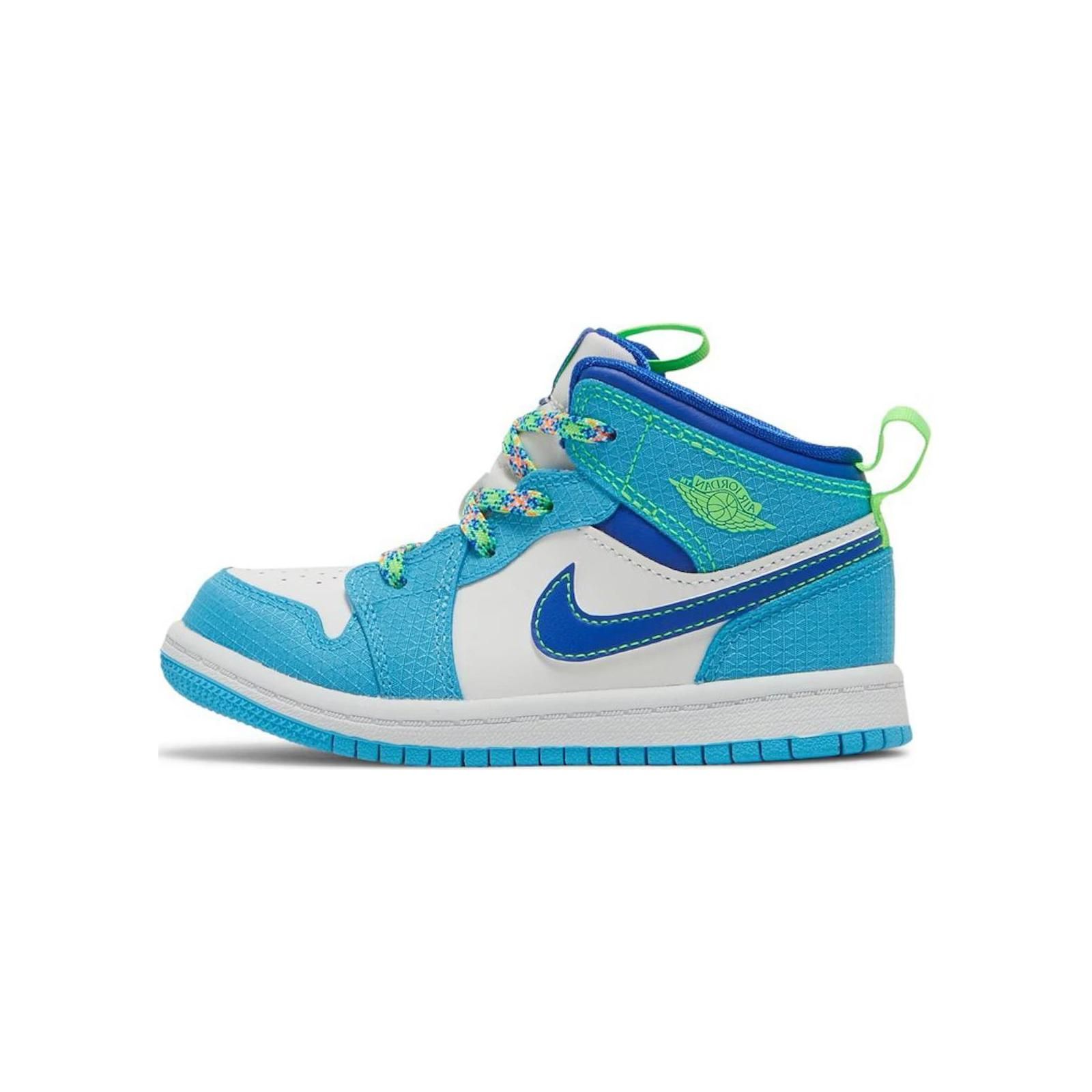 

Air Jordan 1 Mid SE TD Sprite Детские кроссовки Синий Темно-пудрово-синий Гоночно-синий DA8013-400 27
