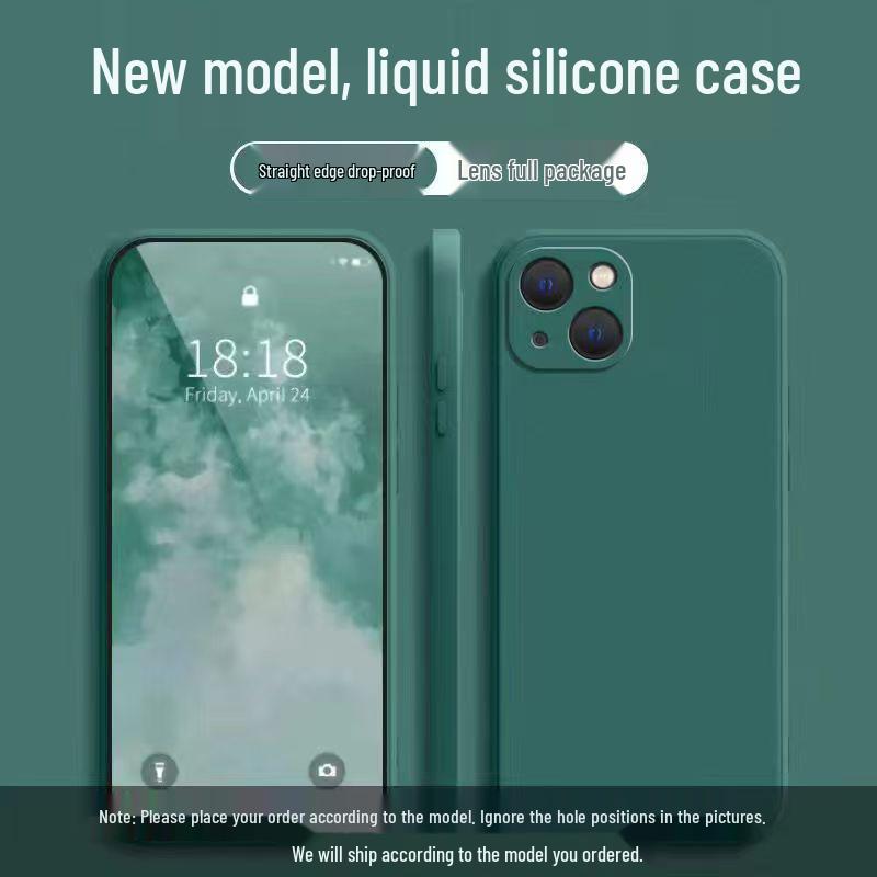 Apple iPhone 14 Liquid Silicone Case: Simple Style, Full Coverage, Drop Protection, Solid Color, Skin-Friendly Feel.