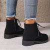 Large size women's boots new fashion short boots women's thick heel round head Martin boots side zipper women's shoes
