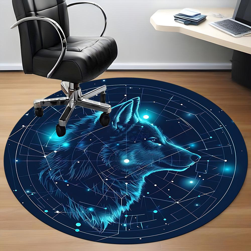 1pc Wolf Constellation Office Round Area Rug, Under Office Chairs Bedroom Living Room Home Decor, Room Deco