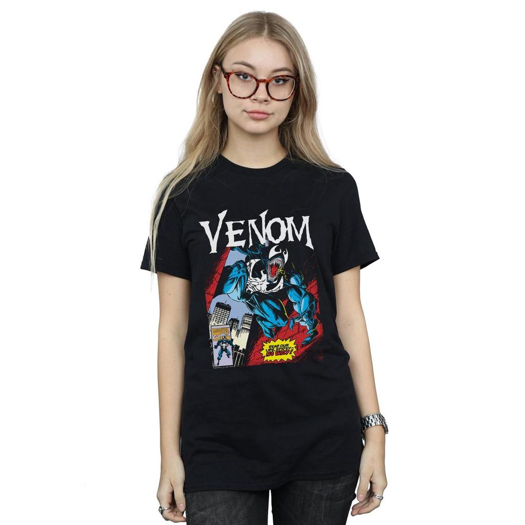 Marvel Womens/Ladies Venom Read Our Lips Cotton Boyfriend T-Shirt
