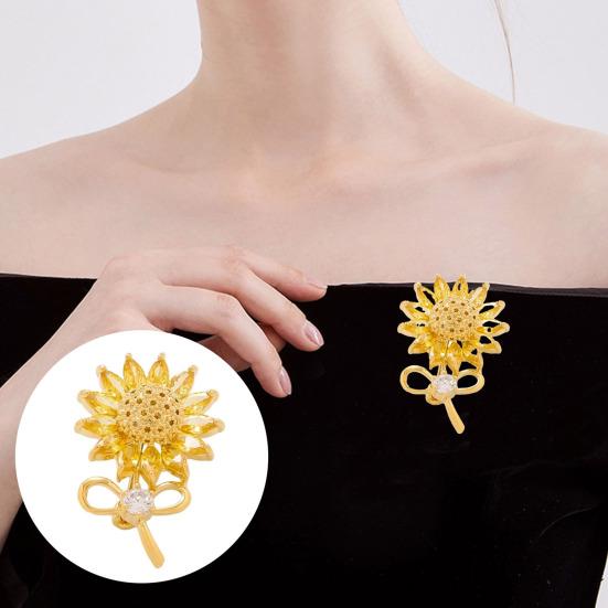 Dames Broche Sprankelende Strass Steentjes Zonnebloem Strik Vorm Reversspeld Pakken Jassen Tassen Sjaals Badge Veelzijdig Accessoire
