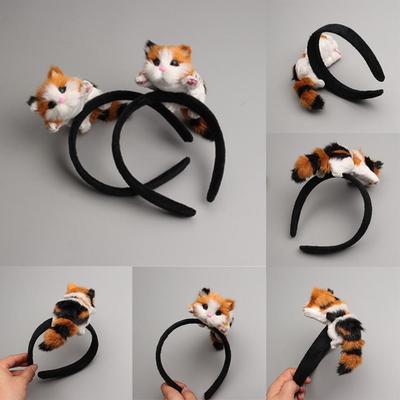 Cute 3D Simulation Lying Cat Girl Headband Hairband Party Headdress Hoop
