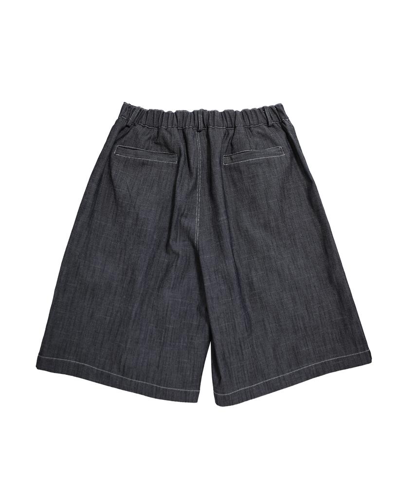 GOSTREET One-Tuck Bermuda Rivet Denim Pants Dark Blue