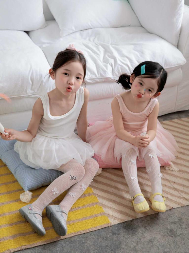 Koreanischer Stil Schleifenfuß Strumpfhose - Sommerstrümpfe aus gekämmter Baumwolle für Mädchen