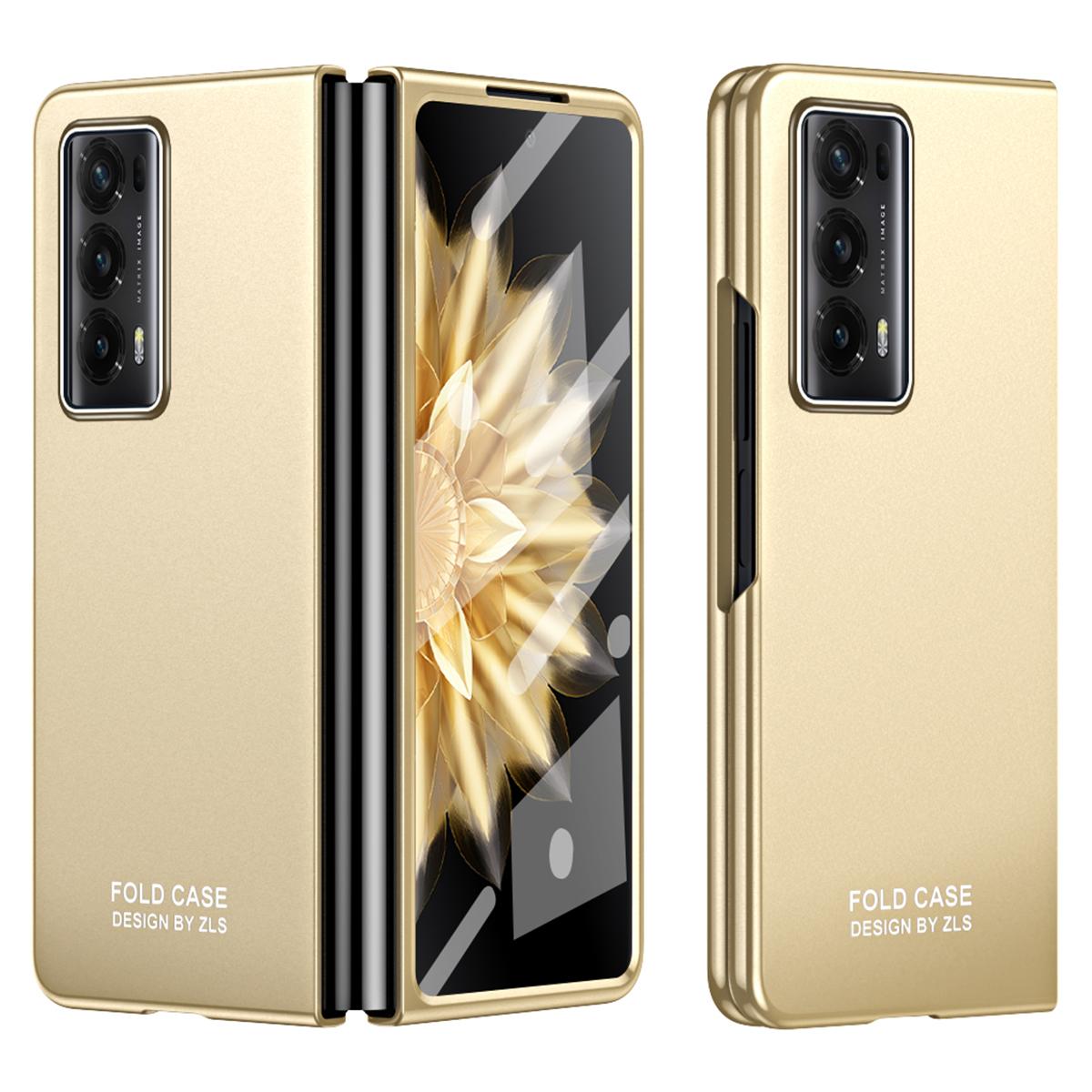 

Для Honor Magic V2 5G Жесткий чехол для телефона из ПК Противоударный чехол на весь корпус с пленкой из закаленного стекла Gold