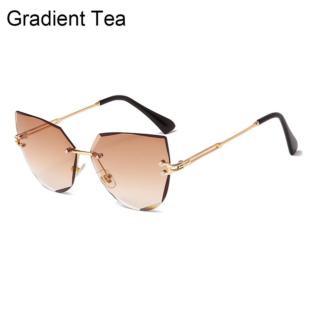 Fashion Eyewear Uv400 Women Metal Sunglasses Cat Eye Sunglasses Rimless Shades