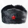Winter Warm Faux Fur Trapper Hat With Soviet Emblem PU Leather Cap Men Women Skiing Snowboarding Cold Weather Protection