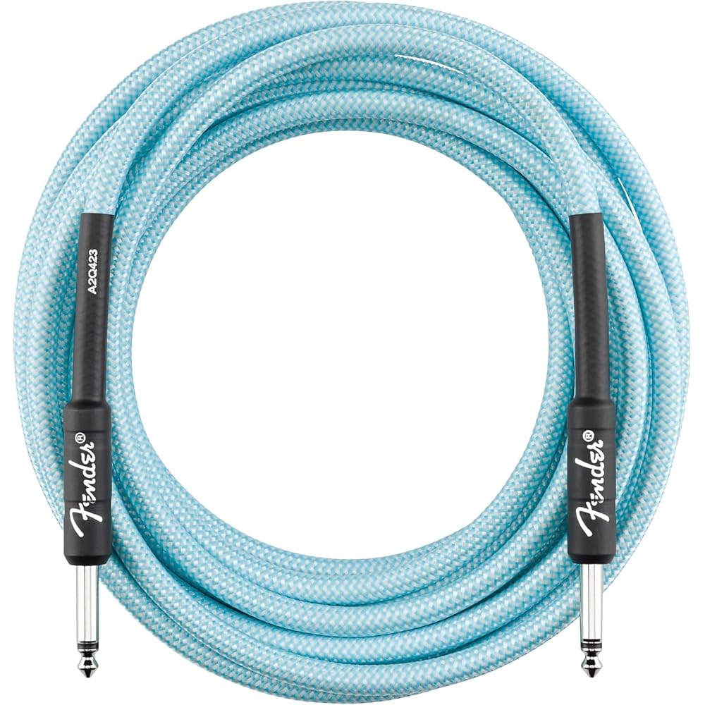 Fender Professional Series Tweed Instrument Cable, Straight/Straight, Daphne Blue, 15 Ft, 0990818204