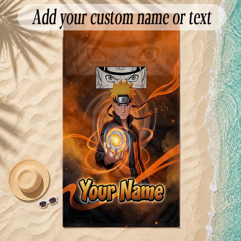 Beach TowelNaruto Custom Name Text Personalized Soft Towel for Beach Pool Indoor Home Decor Gift