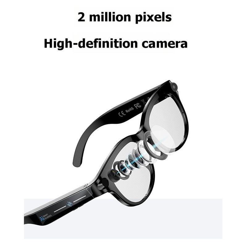 ABUO-Lecteur Audio Vidéo Musique Lunettes Intelligentes Traduction Temps Réel Caméra 2MP Appel Bluetooth Lunettes de Soleil