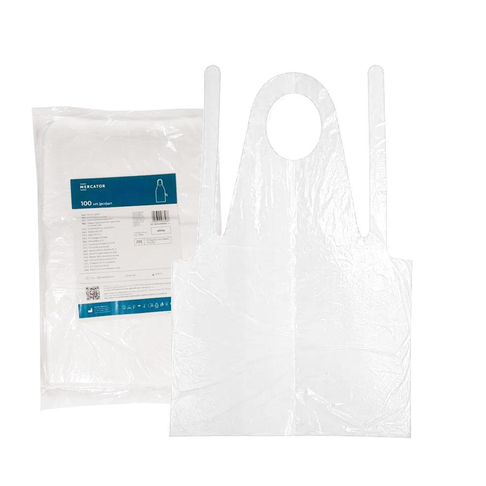 Waterproof White Foil Apron 130cm x 80cm Tied with Straps (LDPE Foil) 100 Pcs