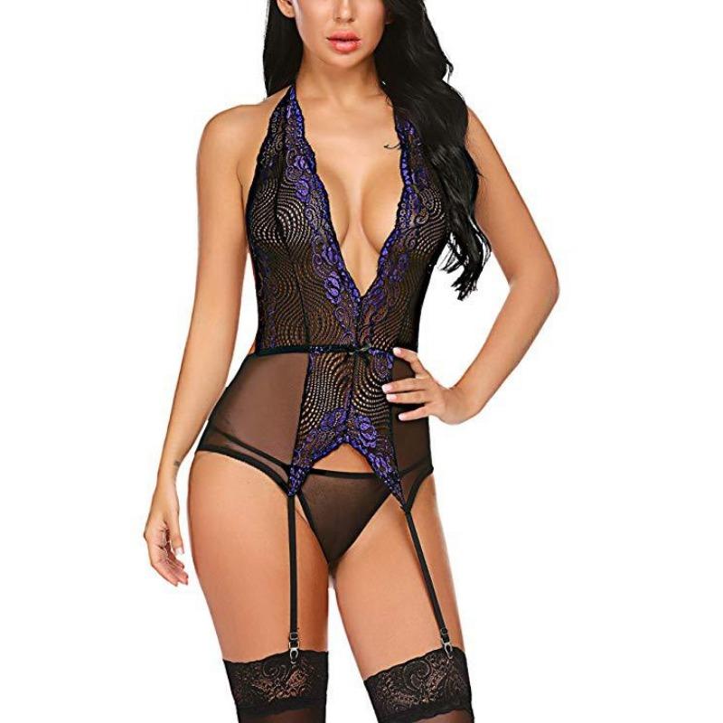 New, lace mesh, embroidered lace, one-piece garters, multi-color sexy one-piece underwear