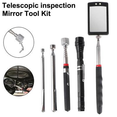 Dispositivo di Raccolta Magnetico Retrattile con Lampada Specchio Pieghevole Lente di Rilevamento Telescopica per Automobili Osservazione ad Angolo Regolabile