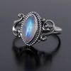 Natürlicher Regenbogen-Mondstein-Ring, 92,5 % Silberring, Silber-Mondstein-Ring, Edelstein-Ring, Sterling-Silber-Ring, Boho-Mondstein-Ring