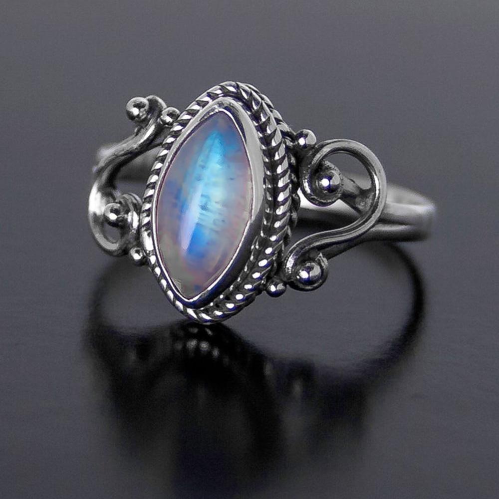 Natural Rainbow Moonstone Ring, 92.5% Silver Ring, Silver Moonstone Ring, Gemstone Ring, Sterling Silver Ring, Boho Moonstone Ring