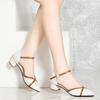 Women Cute Beige High Quality Office Career Square Heel Shoes Lady Sexy Party Elegant Black Buckle Shoes Ga85