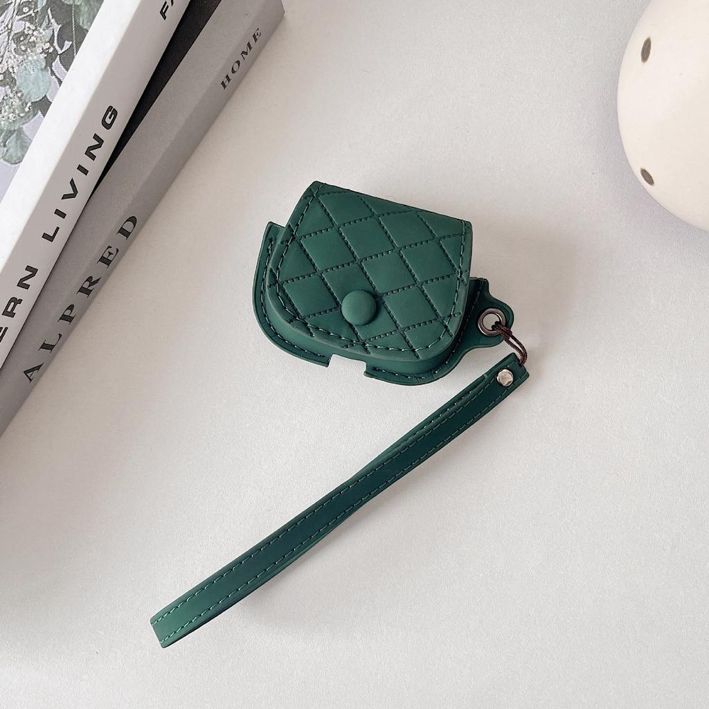 New AirPods Earphone Case Skin-sensitive Leather Apple Bluetooth Machine Anti-drop Earphone Case Hand Rope Embossed Plaid