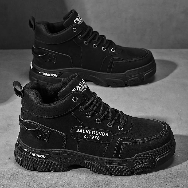 

2024 autumn men s Martin boots medium top retro British style tooling boots trend high top boots platform casual shoes 39