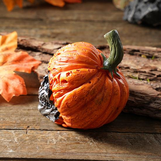 Yousheng Skeleton Pumpkin Ornaments, Resin Durable Halloween Decorations, Retro Dark Style Table Decor, for Party Window