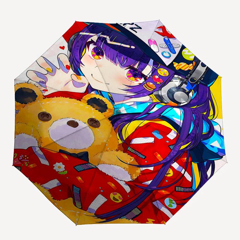 1pc Anime Character Outdoor Umbrella - Automatic Opening/Closing, Portable 3-Fold Design with 8-Rib Iron Frame - Perfect Gift for Fans, Travelers