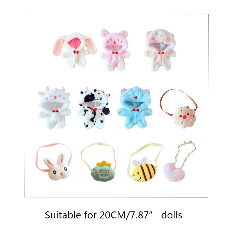 8in Plush Dolls Plush Cloak/Bag for Girls Dollhouse Role for Play Game DIY Toy Accessory Party Supplies Great Christmas