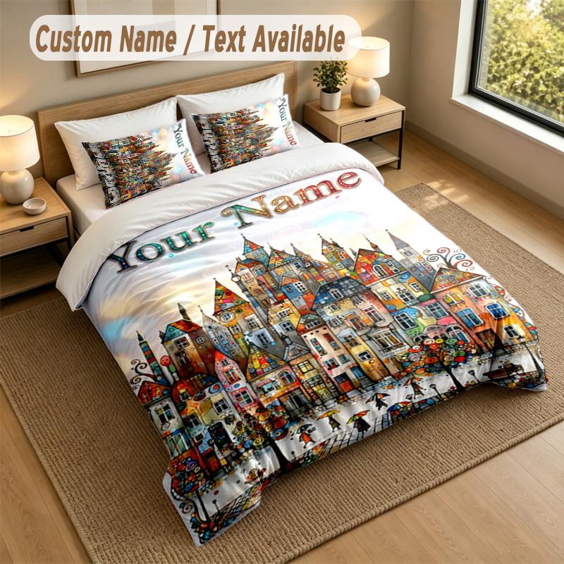 Fantasy Magic Theme Personalized 3Pcs Bedding Set Custom Text & Name 1 Sheet 2 Pillowcases Household Bedding 1pc