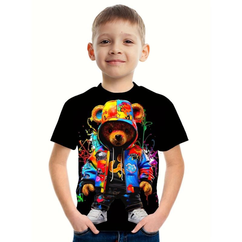 Ubrania Dziecięce Chłopięce Halloween Rekin Dynia Nadruk Chłopięcy T-shirt Krótki Rękaw Kreskówkowy Graficzny T-shirty O-Neck Odzież Dziecięca