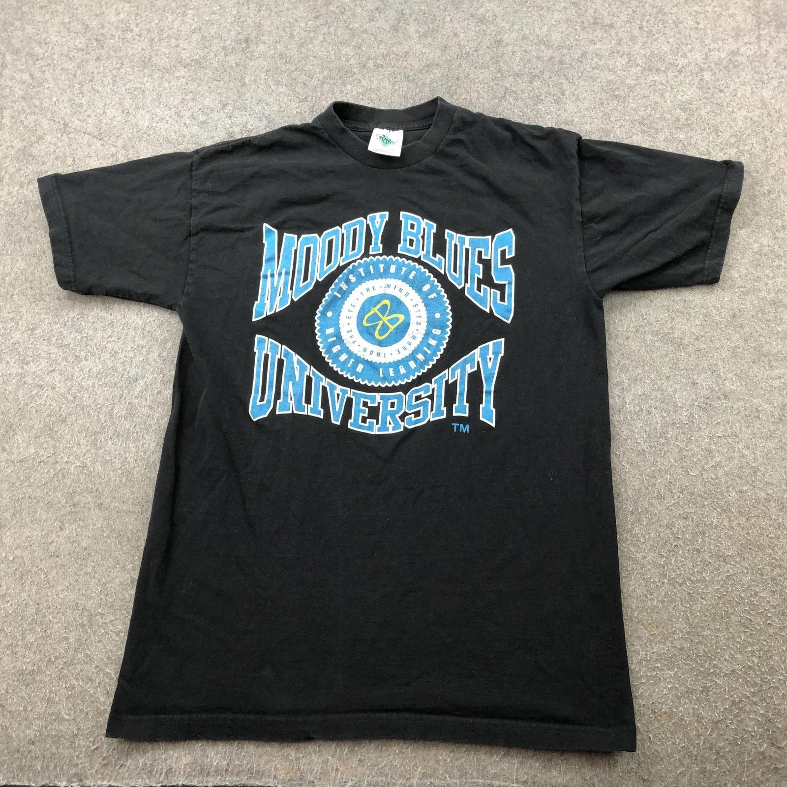 Vintage Moody Blues University Shirt Mens Large Black Tour Band Rock 90s M