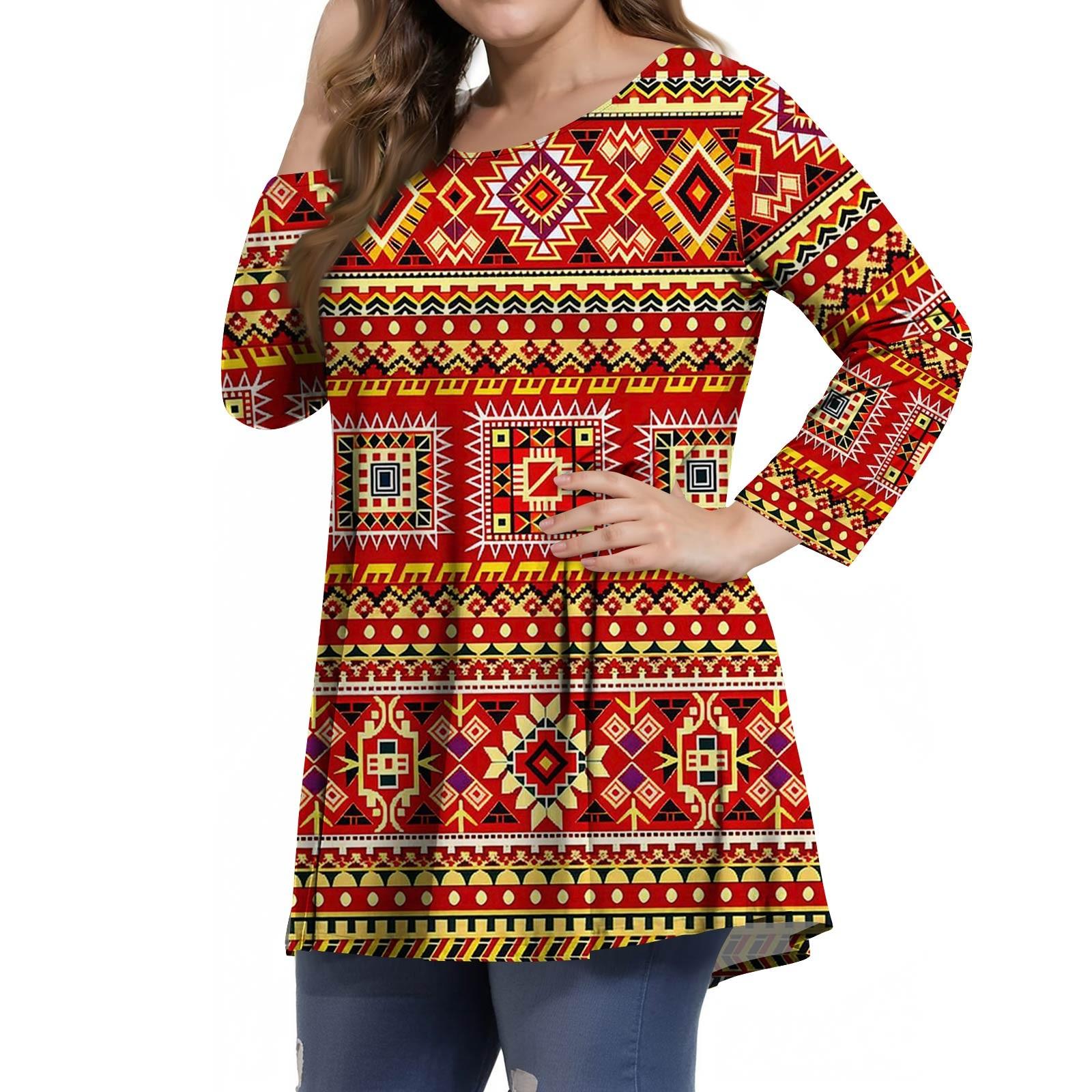 

Женская модная повседневная футболка с принтом, круглым вырезом и рукавами 3/4 XXL красный