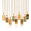 Fashion Pendant Necklace 18K Gold Stainless Steel Diamond Inlaid Tarot Card Necklace Accessories for Women