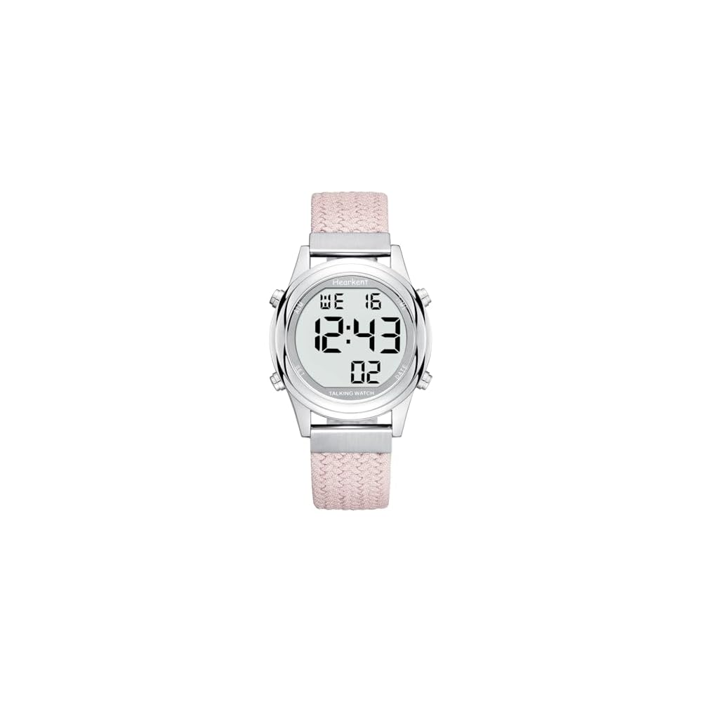 Hearkent Digital Talking Watch Pink Large LCD Numbers Voice for Seniors and Visually Impaired