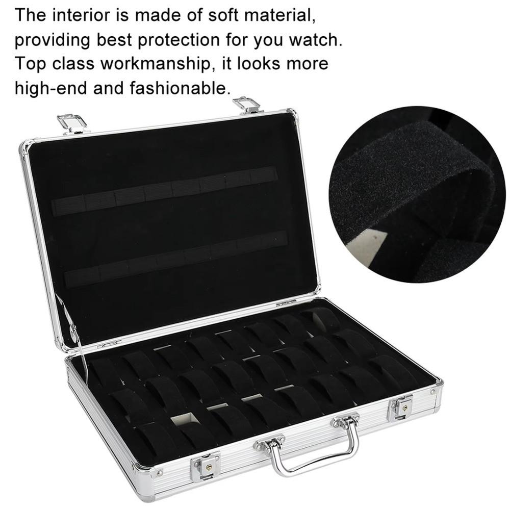 Soft Cushion Aluminum Watch Box 24/32Grid Watch Display Case Watch Storage Box  Trade Briefcase