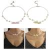 Trendy Resin Necklace Purple/Yellow Floral Leaf  Pendant Neckchains for Wedding Bridal Jewelry Unique Shape Ornaments