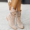Carnival Low Heel Suede Boots Western Cowboy Boots Women's Ankle Boots Side Zipper Short Boots Stage Role Play Costume Equipment