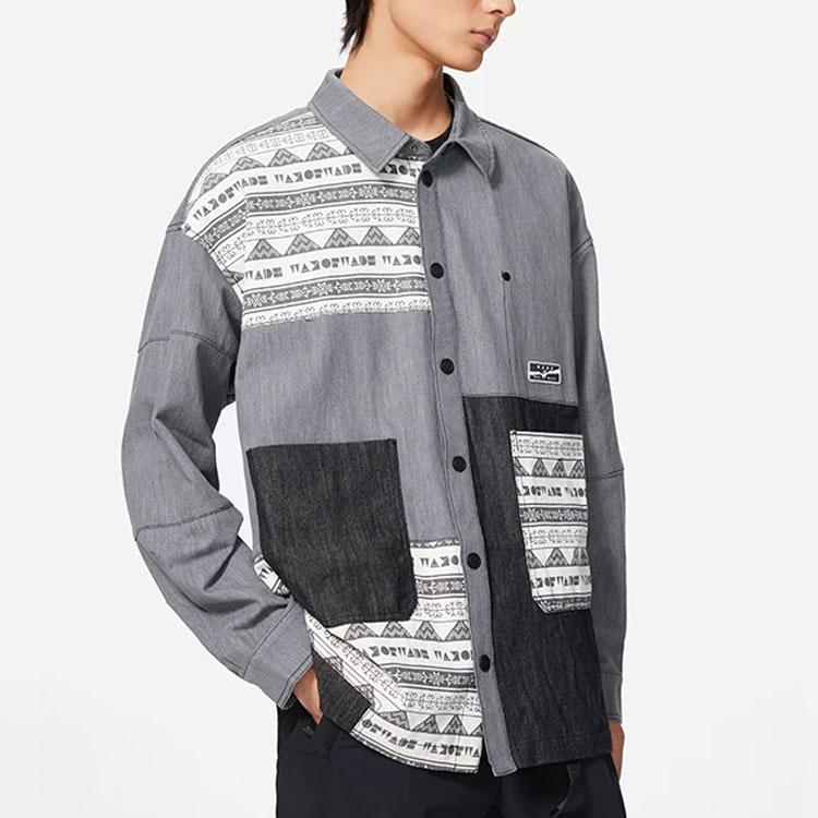 Li-Ning Wade Series Spliced Design Single-Breasted Casual Jacket Men Jackets Dark-Grey AFDS781-1