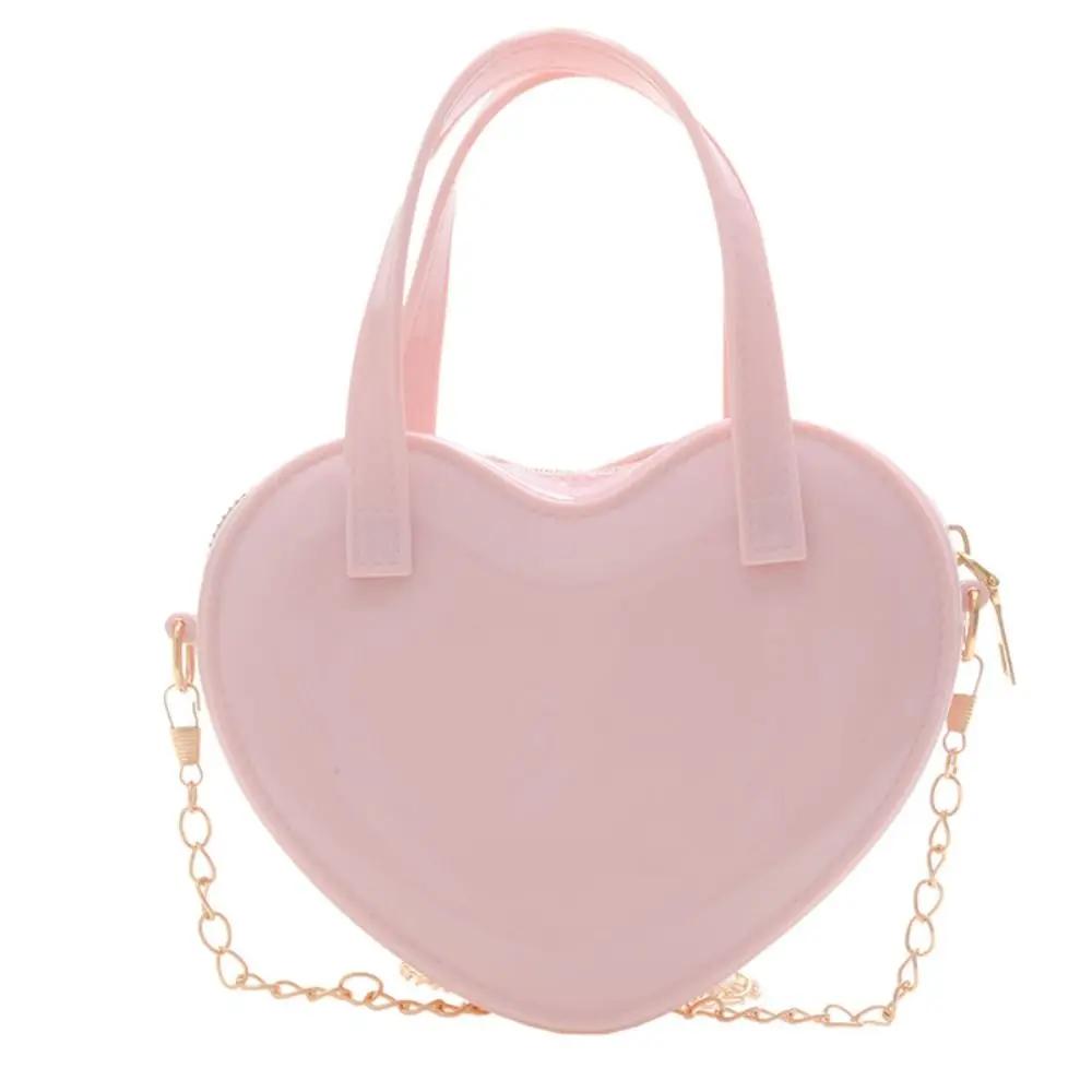 Women's New Mini Crossbody Chain Shoulder Bag Fashion Love Shape Candy Color Jelly Single Shoulder Bag Handbag Women's Satchel