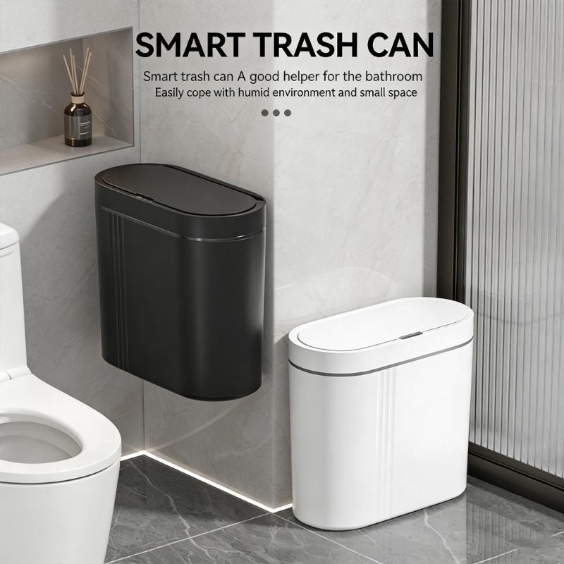 Pattumiera a Sensore Automatico da Parete per Bagno Cucina Chiusura Silenziosa Montaggio a Parete Plastica