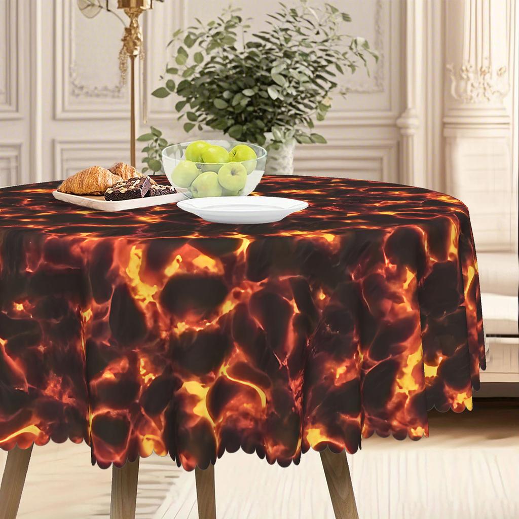 1 Lava Tablecloth Volcano Decorations Halloween Tablecloths, Lava Party Supplies Suitable For Round And Long Tables