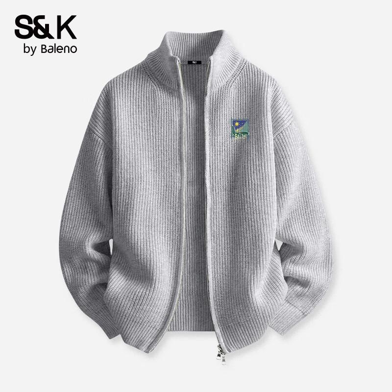 Baleno Men's Stand-Collar Double-Zip Knit Cardigan