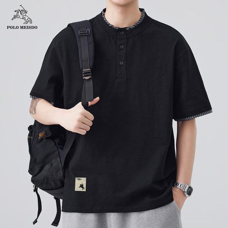 POLOMEISDO Men s Pure Cotton Short-Sleeve Layered Look T-Shirt 4XL