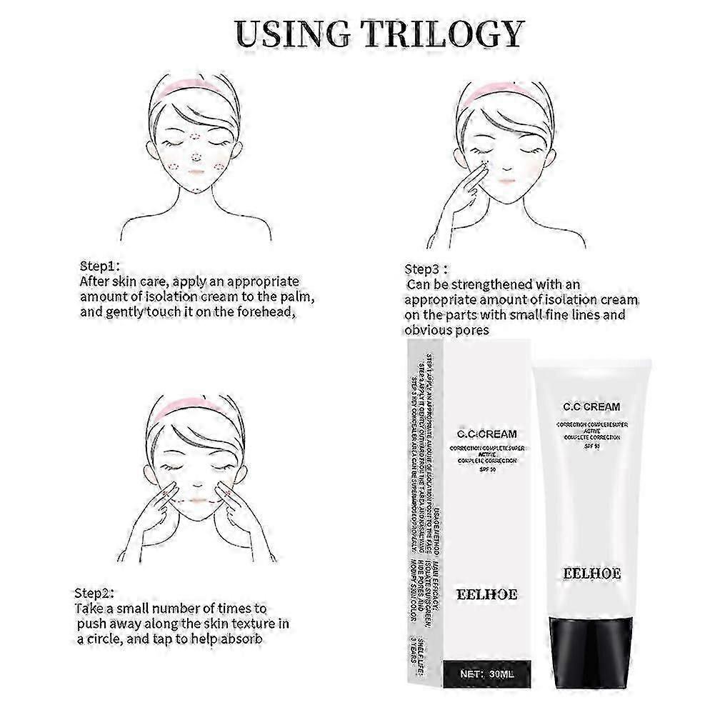 CC Cream SPF50 Color Correcting Self-Adjusting Makeup Primer, Hydrating, Long-Lasting, Natural Coverage