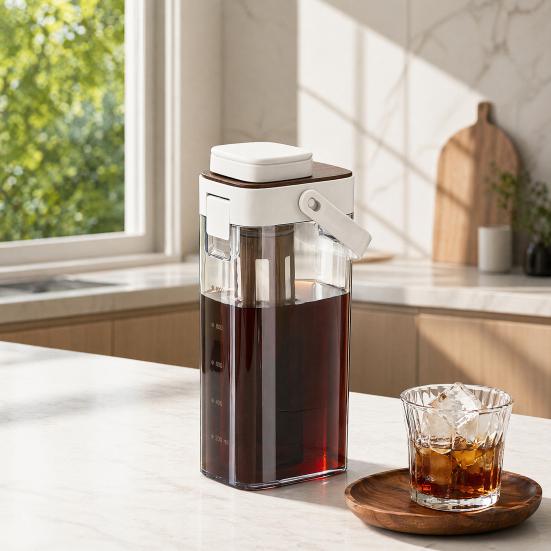 Macchina per Caffè Cold Brew, Brocca Cold Brew da 1000 ml con Coperchio, Caraffa Termoresistente per Tè Freddo per Frigorifero, Pentola Cold Brew Portatile per Casa