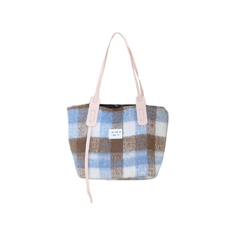 Maillard Large-capacity Plaid Bag Women's Commuter Shoulder Bag Woolen Model Autumn and Winter New Women's Bag