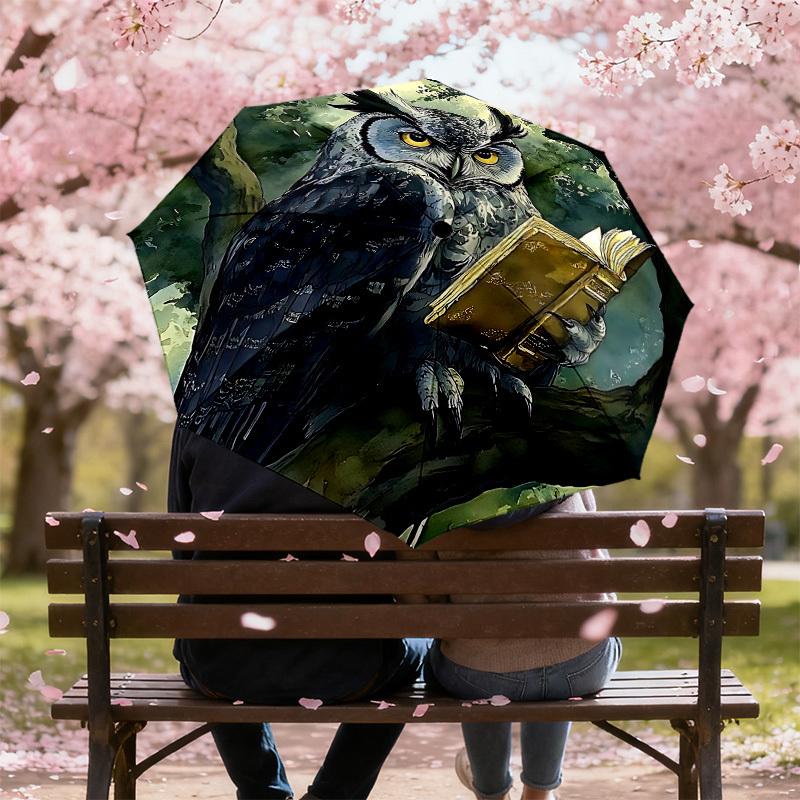 Wisdom Soars: The Enchanted Owl's Journey - Umbrella with Automatic Opening, Outdoor Protection, Lightweight and Durable Travel Accessory