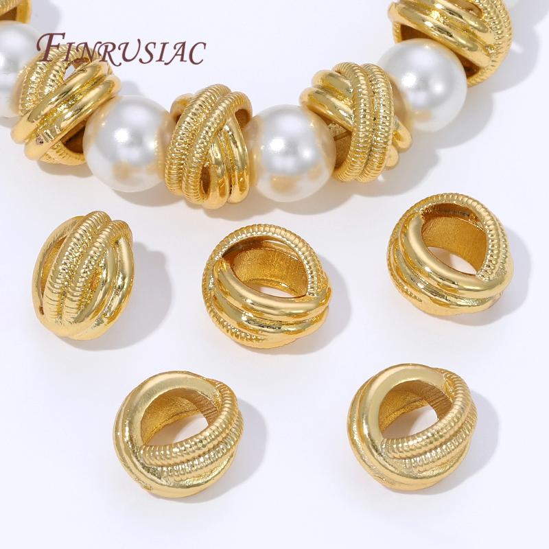 4/8Pcs 18K Gold Plated Decorative Beads,Spacer Beads For Jewelry Making,Metal Separator Bead For Bracelets DIY Accessories