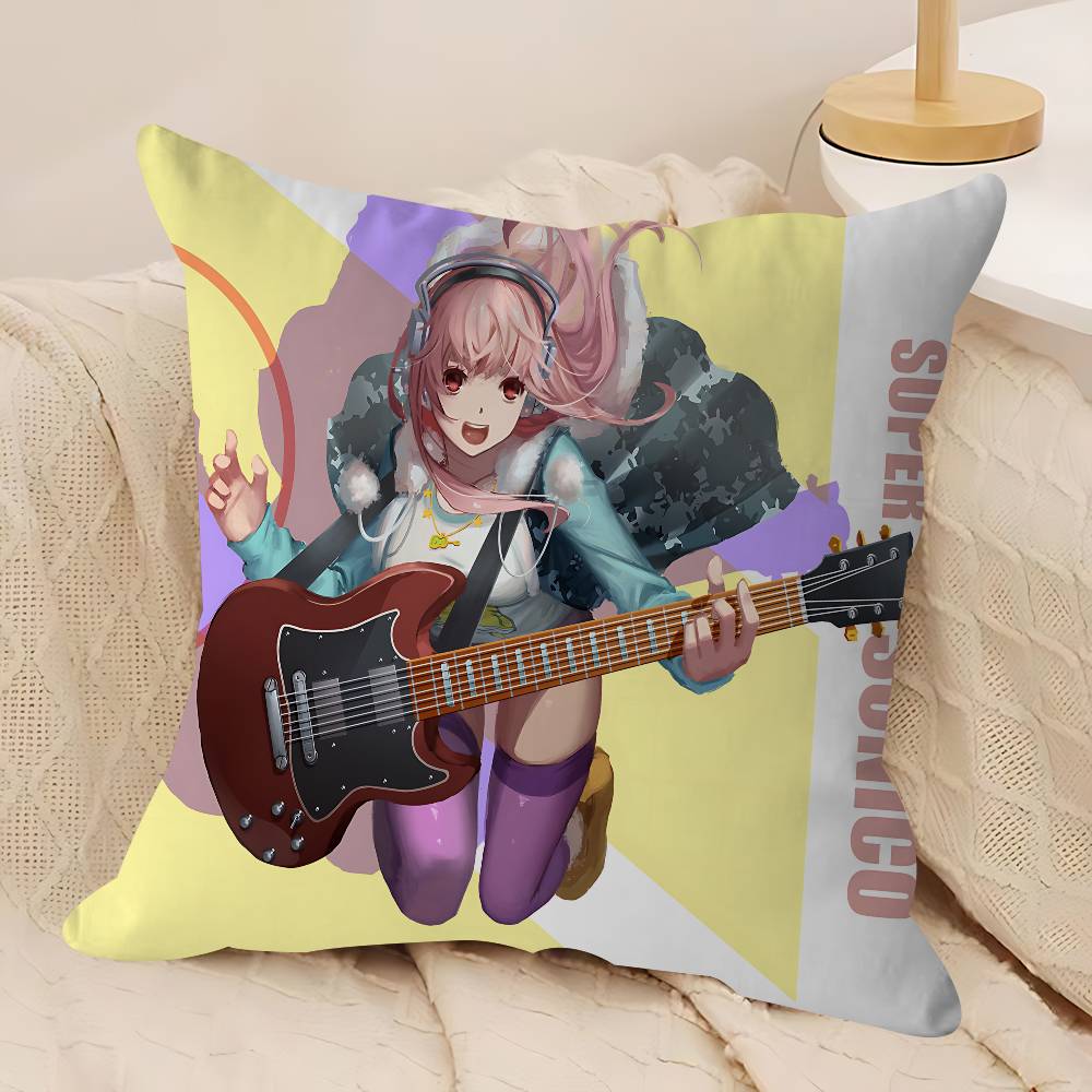 

Anime Super Sonico Cushion Cover Pillowcase Upholstery Sofa Throw Pillow Home Decor Pillowcas 12x12Inch