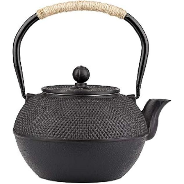 40.6oz Cast Iron Teapot, Japanese Tetsubin Tea Kettle for Stovetop Safe, Black Cast Iron Tea Kettle with Infuser for Loose Leaf, Tea Pot with 40.6oz