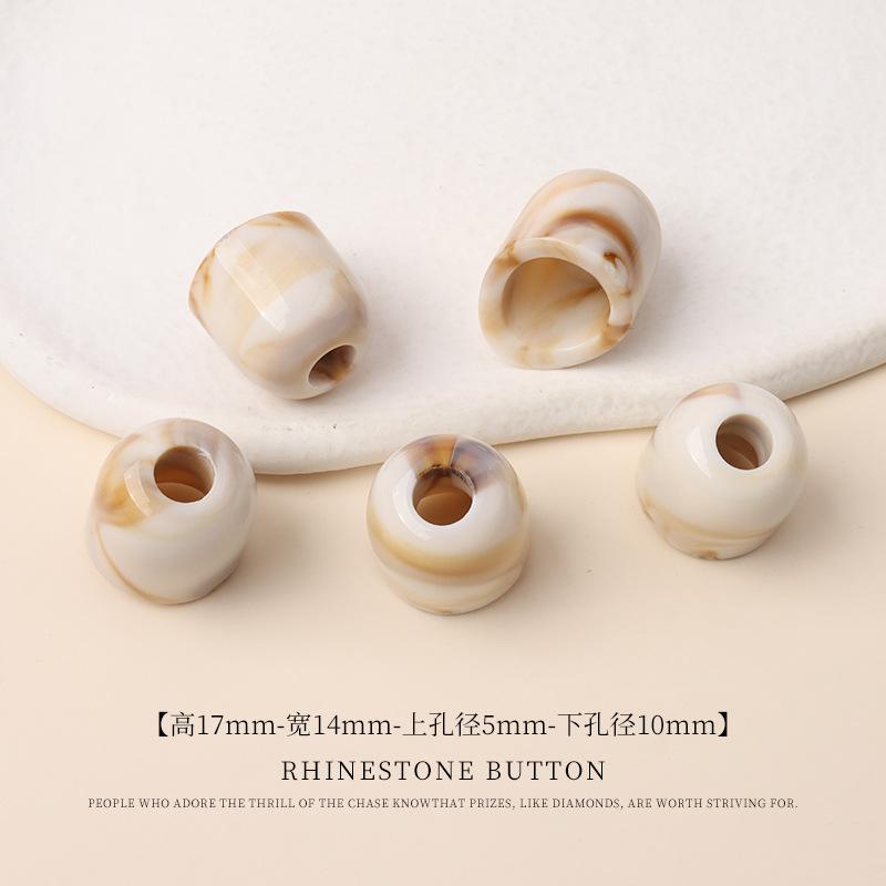 5pcs Acrylic Two-Color Hanging Bell Diy Beaded Bucket Bead Material Large Hole Round Bead Buckle Swimsuit Sweater Pants Drawstring Button