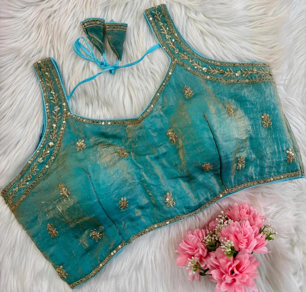 Indian Women's Silk Blend Sleeveless Blouse Bollywood Party Wear Ethnic Choli